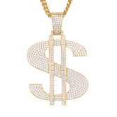 18k Gold Chain for Men with Dollar Sign Pendant Necklace