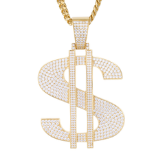 18k Gold Chain for Men with Dollar Sign Pendant Necklace