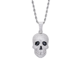 18k Gold Skull Pendant With Cz Stones