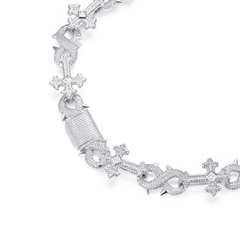 18mm Thorns Spiked Cross Mobius Necklace Hip-Hop Cuban Chain