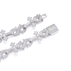 18mm Thorns Spiked Cross Mobius Necklace Hip-Hop Cuban Chain