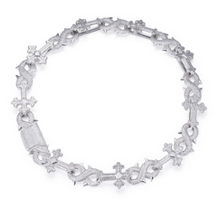 18mm Thorns Spiked Cross Mobius Necklace Hip-Hop Cuban Chain