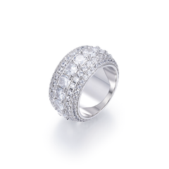 Diamond Multi-Row Domed Ring