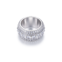 Diamond Multi-Row Domed Ring