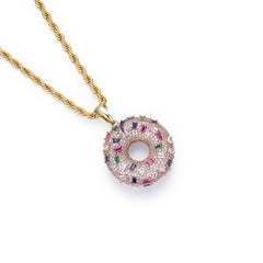 Donut Pendant with 18K Gold Plated Chain