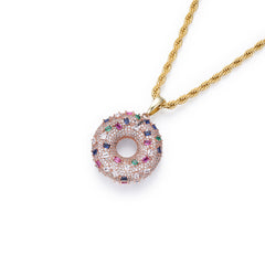 Donut Pendant with 18K Gold Plated Chain