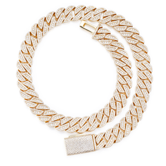 13mm 18k Gold Plated Iced Out Cuban Chain Necklace